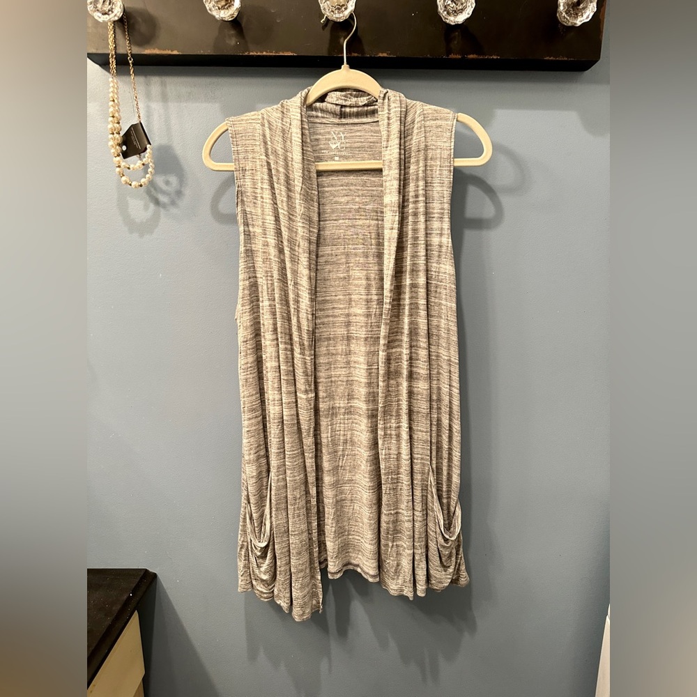 NY & Co New York & Co Cascading Waterfall Cardigan Shacket Shrug gray size Large